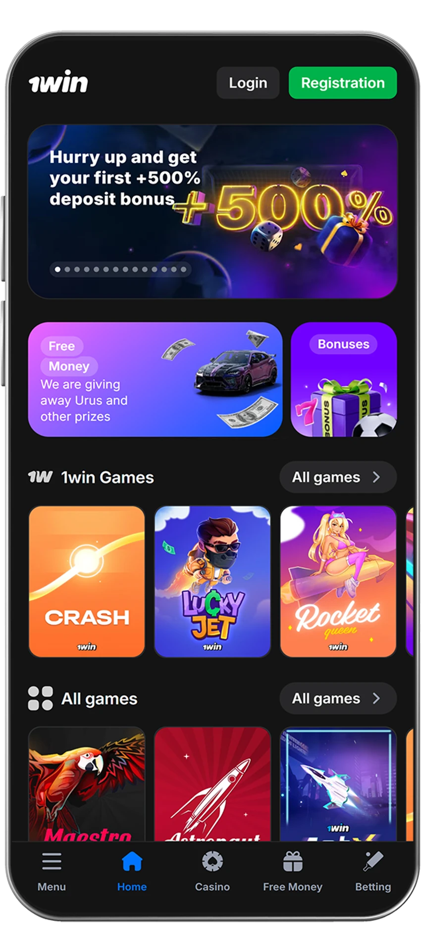 User-friendly interface of the 1win casino web app